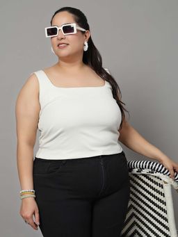 KASSUALLY - Women Sleeveless Square Neck Solid Top