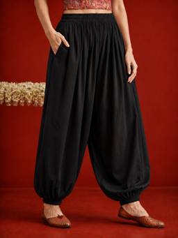 Stylum - Women's Black Solid Rayon Harem Pants
