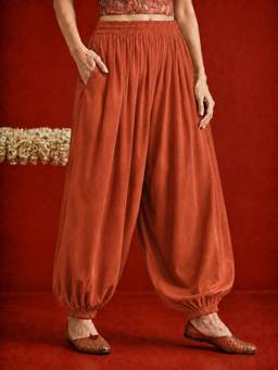Stylum - Women's Rust Solid Rayon Harem Pants