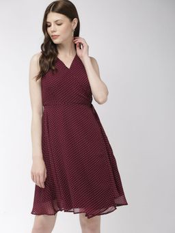 Twenty Dresses by Nykaa Fashion - Maroon Wrap Her Up Polka Dress