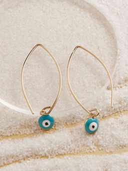 Zaveri Pearls - Turquoise Enamel Evil Eye Contemporary Drop Earring-ZPFK15154