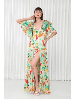 MANDIRA WIRK - Dahlia Bouquet Printed Chiffon Dress