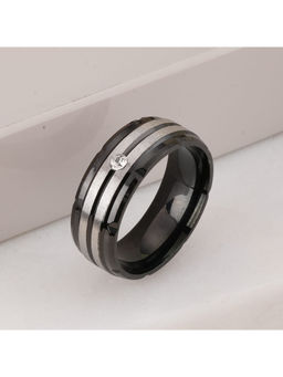 Palmonas - Splendid Silver Black Band Ring For Mens