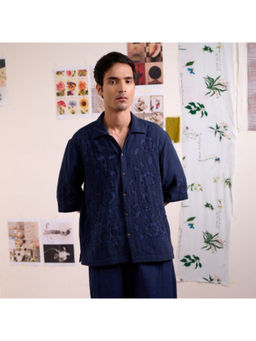 Doodlage - Men Navy Blue Florique Shirt