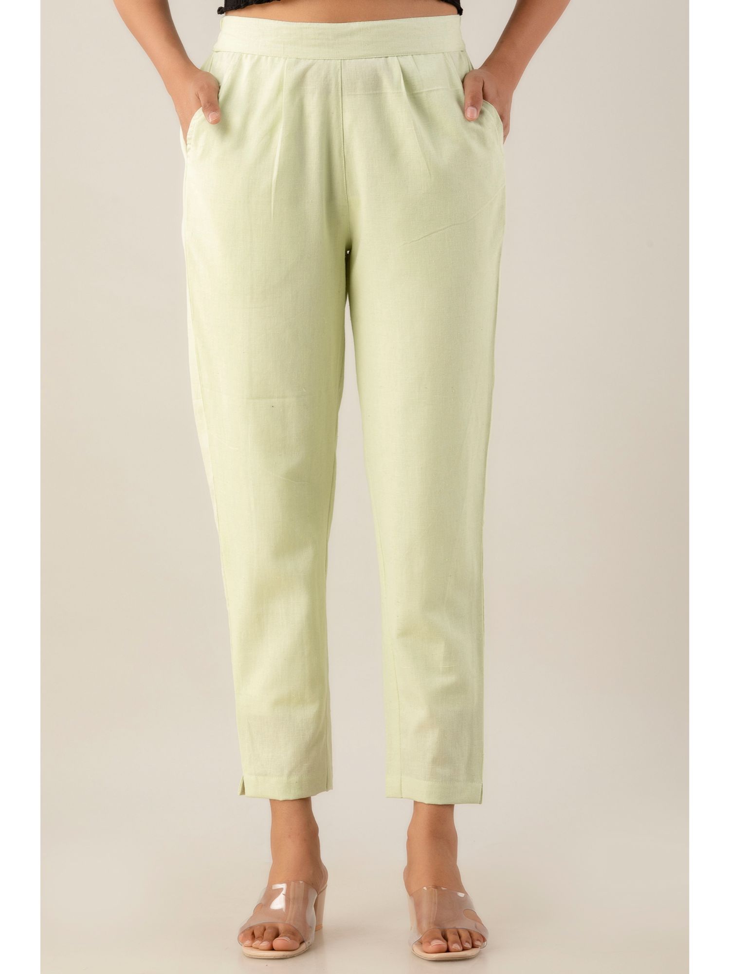 Mint Green Cotton Flex Cigarette Pant-image-5