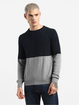 Levi's - Men Navy Blue Grey Pullover Sweatshirt