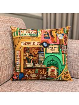 Crown of Poppies - Khaki Corduroy Cushion Cover (Pack of 2) (16x16)