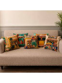 Crown of Poppies - Rajputana Book Store Vintage Cushion Cover (16x16)