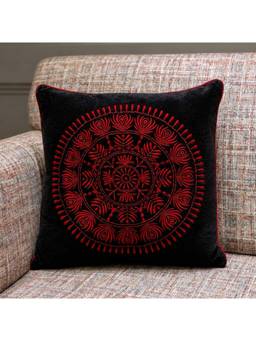 Crown of Poppies - Burnt Orange Corduroy Cushion Cover (16x16)