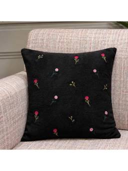 Crown of Poppies - Brown Corduroy Cushion Cover (16x16)