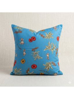 Crown of Poppies - Khaki Corduroy Cushion Cover (16x16)