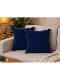 Crown of Poppies - Orange Corduroy Solid Cushion Cover (Pack of 2) (16x16)