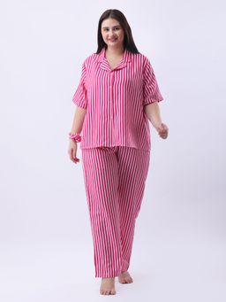 Qurvii - Pink Notch Collar Shirt with Pant