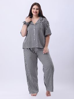 Qurvii - Black Notch Collar Shirt with Pant