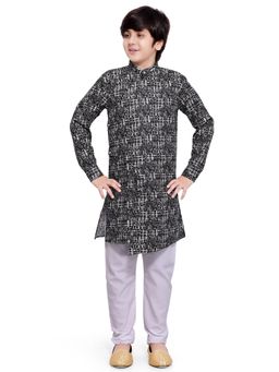 Jeetethnics - Boys Black Abstract Kurta Pyjama Set (Set of 2)