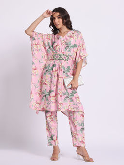 SILSELAH - Pink Floral Print Kaftan and Pant
