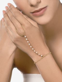 Zaveri Pearls - Gold Tone Ethnic Pearls Ring Bracelet-ZPFK10318