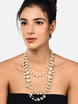 Zaveri Pearls - Set of 2 Long Pearls Chain Contemporary Necklaces-ZPFK10442