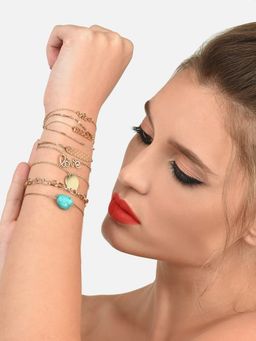 Zaveri Pearls - Gold Tone Set of 9 Contemporary Stackable Bracelets ZPFK11514