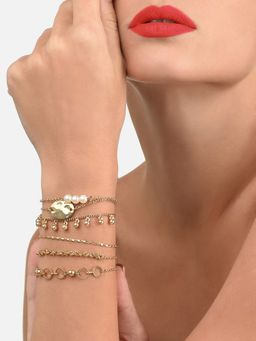 Zaveri Pearls - Gold Tone Set of 6 Contemporary Stackable Bracelets ZPFK11516