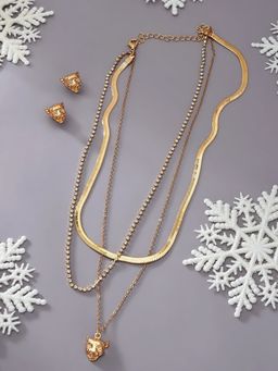 Zaveri Pearls - Gold Tone Classy Contemporary Multi Layered Leopard Drop Chain ZPFK11618