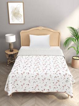 House of Gulab - White Ethnic Printed Reversible Blanket