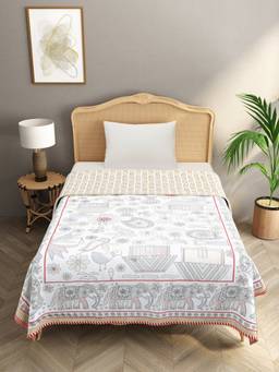 House of Gulab - Ethnic Printed Reversible Single Bed Cotton AC Blanket