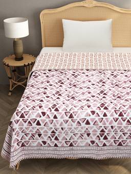 House of Gulab - Multi Colour Ethnic Printed Reversible Single Bed Cotton AC Blanket