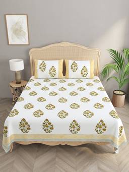 House of Gulab - White Extra Soft Percale Bedsheet with Pillow Covers