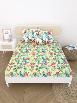 House of Gulab - Multicolor Multi Double King Bedsheet with 2 Pillow Covers
