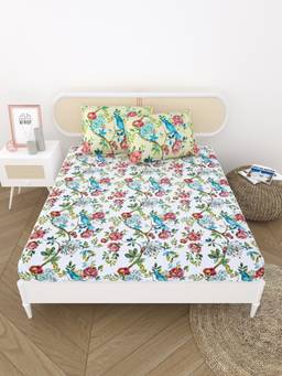 House of Gulab - Pink Double King Bedsheet with 2 Pillow Covers