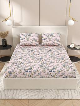 House of Gulab - Multi-Color Cotton Printed Bedsheet with 2 Pillow Covers