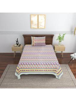 House of Gulab - Multicolor Cotton Floral Print Single bedsheet with 1 Pillow Cover