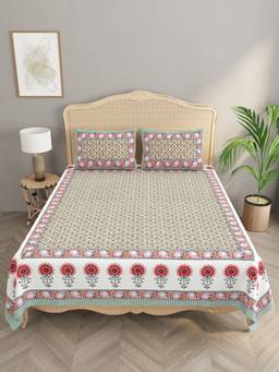 House of Gulab - Green Luxury 400 Tc Solid Cotton Bedsheet with 2 Pillow Covers