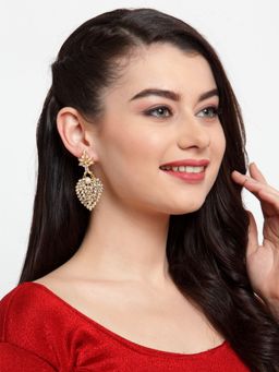 Anika's Creations - Anika's Creation Stylish Floral Kundan Designer Gold Plated White Chandbali