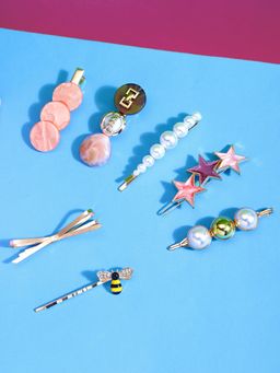 Yellow Chimes - 7 Pcs Assorted Designs Fine Quality Hair Clips Fashion Hair Accessories