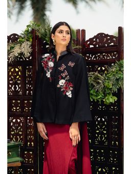 NEIZA - Black with Red and White Embroidery Cape