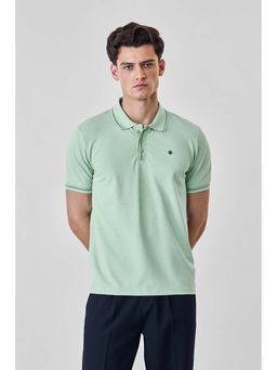 Snitch - Light Green Solid Half Sleeves Regular Casual Polo T-shirt for Men