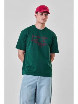 Snitch - Dark Green Half Sleeves Oversized Casual T-shirt for Men