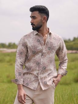 Campus Sutra - Men's Chestnut Brown Gloomy Daisy Shirt