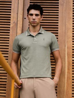 Campus Sutra - Men's Light Olive Dot-Tactile Polo T-Shirt