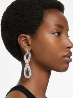 SWAROVSKI - White Hyperbola Clip Infinity Rhodium Plated Earrings