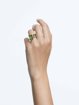 SWAROVSKI - Millenia Open Octagon Cut Green Gold-Tone Plated Ring