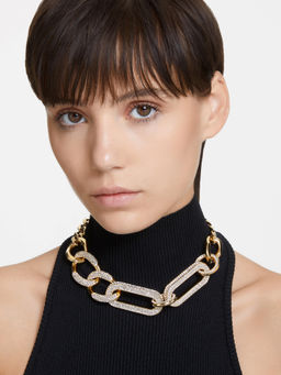 SWAROVSKI - Dextera Mixed Links Large White Gold-Tone Plated Necklace