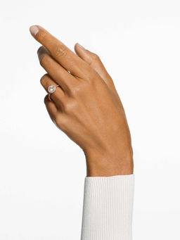 SWAROVSKI - Una Angelic Cocktail Round Cut Pave White Rose Gold-Tone Plated Ring