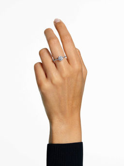 SWAROVSKI - Stilla Cocktail Round Cut Pave White Rhodium Plated Ring