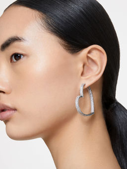 SWAROVSKI - Matrix Heart Large White Rhodium Plated Hoop Earring