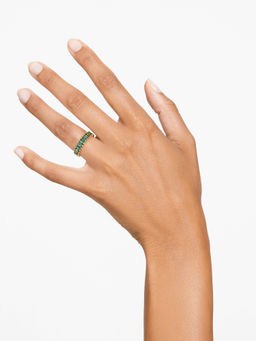 SWAROVSKI - Matrix Baguette Cut Green Gold-Tone Plated Ring