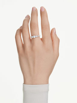 SWAROVSKI - Stilla Attract Round Cut White Silver-Tone Finish Ring