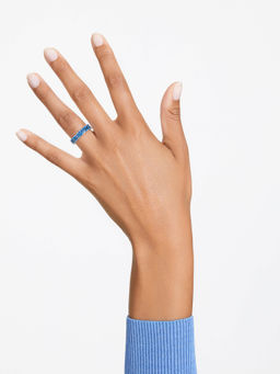 SWAROVSKI - Matrix Baguette Cut Blue Rhodium Plated Ring